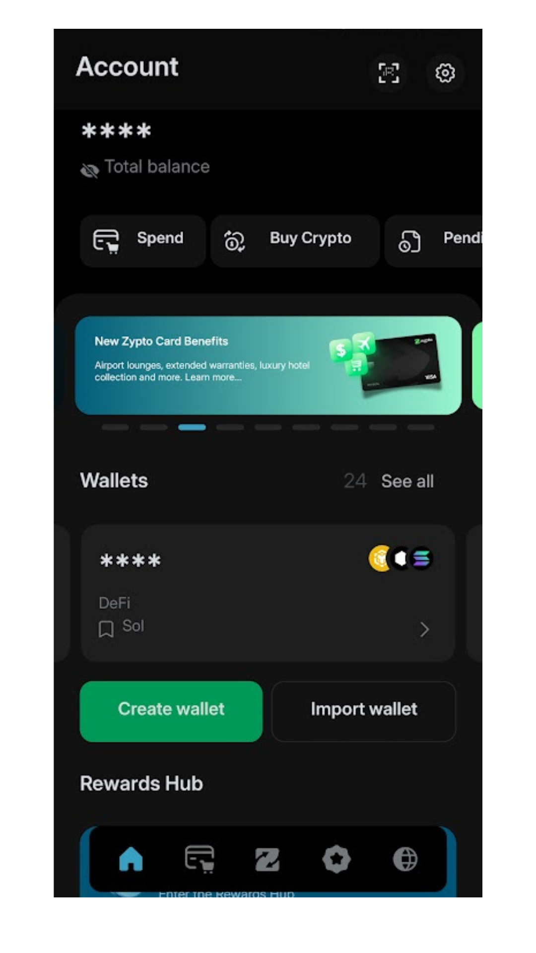 DeFi wallet portfolio screen