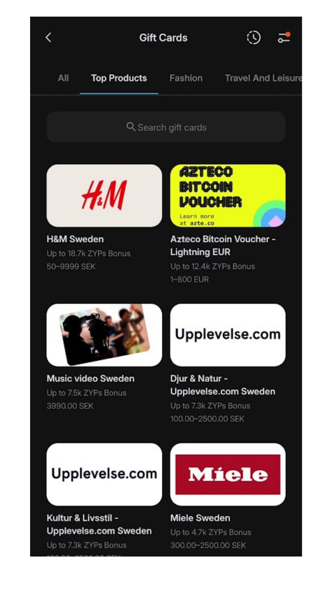 Zypto Rewards Hub screen